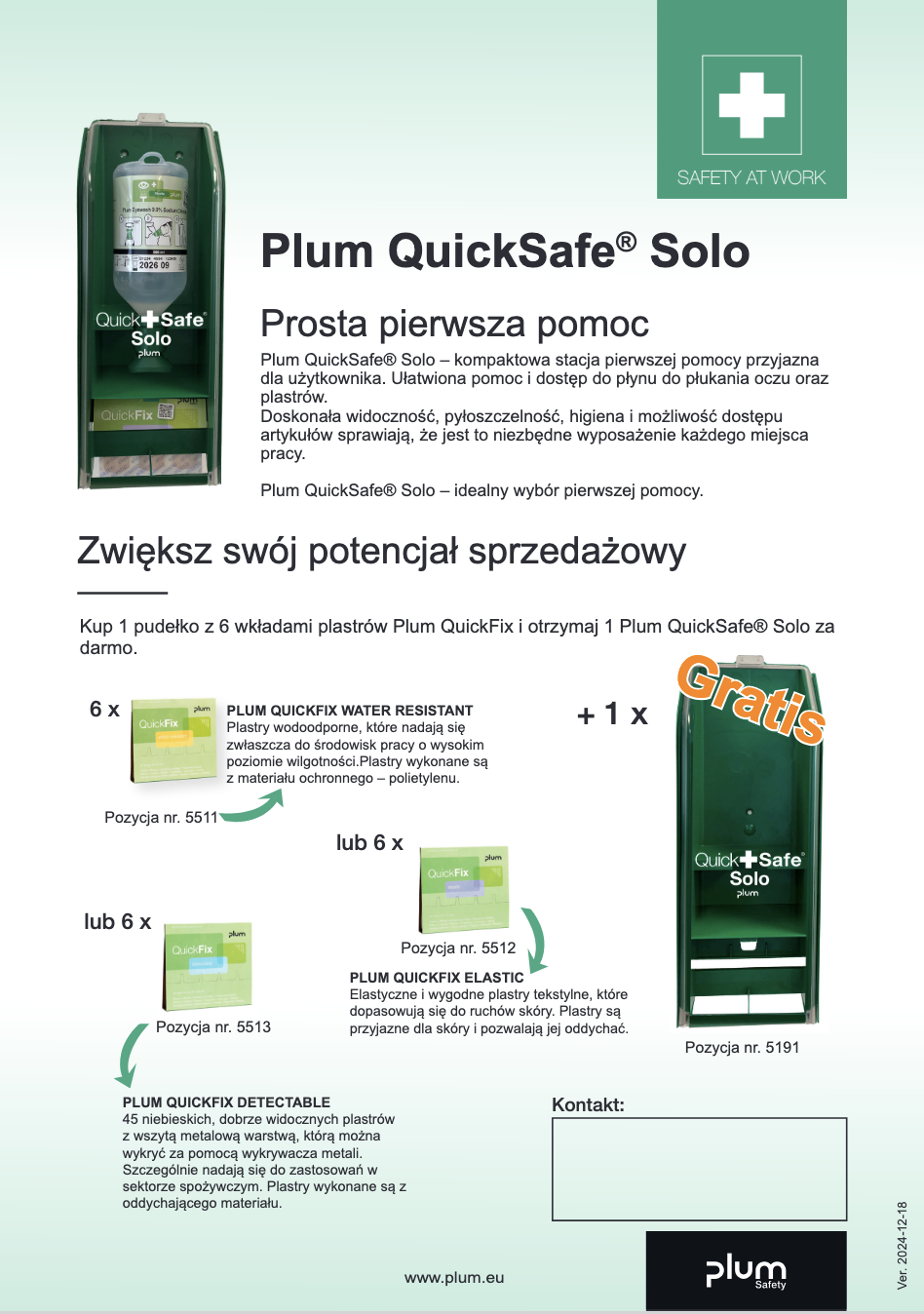 Wkład do plastrów Plum QuickFix + QuickSafe Solo